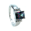 Rainbow Emerald Cut Mystic Topaz Ring