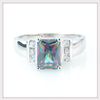 Rainbow Emerald Cut Mystic Topaz Ring