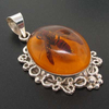 Genuine Amber Bee Silver Pendant