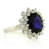 Sterling Silver Sapphire Ring with Simulated Diamonds
