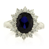 Sterling Silver Sapphire Ring with Simulated Diamonds