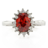 Oval Cut Stone Fire Cherry Opal Ring