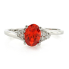 Oval Cut Fire Cherry Opal Silver Ring