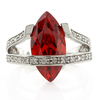 Mexican Marquise Cut Fire Cherry Opal Silver Ring