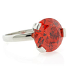 Solitaire Huge Fire Opal Silver Ring