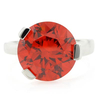Solitaire Huge Fire Opal Silver Ring