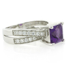 Square Cut Amethyst Silver Ring