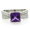 Square Cut Amethyst Silver Ring