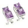 Square Cut 2 Alexandrite Sterling Silver Earrings