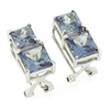 Square Cut 2 Alexandrite Sterling Silver Earrings