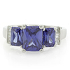 3 Stone Tanzanite Sterling Silver Ring