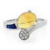 Genuine Fire Jelly Opal Blue Opal Silver Ring