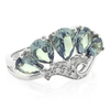 Pear Cut Alexandrite Silver Flower Ring