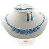 Mexican Fire Blue Opal Silver Necklace, Bracelet and Earrings Set
