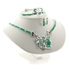 Green Opal Silver Aztec Warrior Necklace, Bracelet and Earrings Set