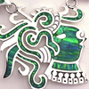 Green Opal Silver Aztec Warrior Necklace, Bracelet and Earrings Set