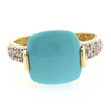 High Quality Turquoise 0.10 ctw Diamonds 14K Yellow Gold Ring