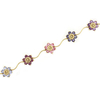 14K Yellow Gold Multi Gemstone Flower Bracelet