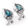 Pear Cut Alexandrite Silver Omega Closure Earrings