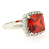 Princess Cut Fire Opal Silver Ring