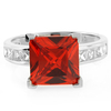 Square Cut Fire Cherry Opal Silver Ring