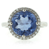 Round Cut Changing Color Stone Alexandrite Silver Ring