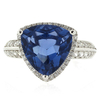 Trillion Cut Alexandrite Micro Pave Setting Silver Ring