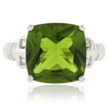 Peridot Cushion Cut Silver Ring