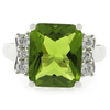 Sterling Silver Emerald Cut Big Peridot Ring