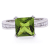 Peridot Engagement Sterling Silver Ring