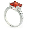 Square Cut Fire Cherry Opal Silver Ring