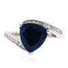 Gorgeous Trillion Cut Sapphire Silver Ring