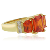 14K Gold Plated Sterling Silver Three Stone Opal Ring