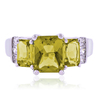 3 Emerald Cut Citrine Sterling Silver Ring