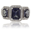 3 Emerald Cut Color Change Alexandrite Silver Ring