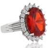 Huge Oval Cut Fire Cherry Opal .925 Sterling Silver Ring