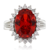 Huge Oval Cut Fire Cherry Opal .925 Sterling Silver Ring