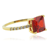 Mexican Fire Opal Promise Silver Gold Plated Ring
