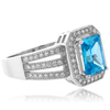 Emerald Cut Blue Topaz Sterling Silver Ring