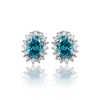 Alexandrite Oval Cut Framed Silver Earrings