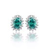 Alexandrite Oval Cut Framed Silver Earrings