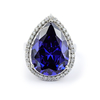 Big Tanzanite Sterling Silver Ring Pear Cut