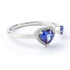 Double Tanzanite Sterling Silver Solitaire Ring Heart Shape