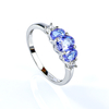 3 Stone Cut Alexandrite Silver Engagement Ring