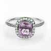 Alexandrite Stone MicroPave Silver Ring Blue to Purple Color Change