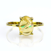Genuine Mexican Opal Natural Polished Cabuchon 14K Solid Gold Ring