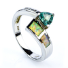 Australian Opal Ring with Trillion Cut Alexandrite