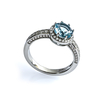 Aquamarine Silver Halo Ring