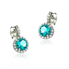 Round Cut Paraiba Silver Earrings