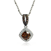 Silver Princess Cut Chocolate Diamond Set Earrings Pendant